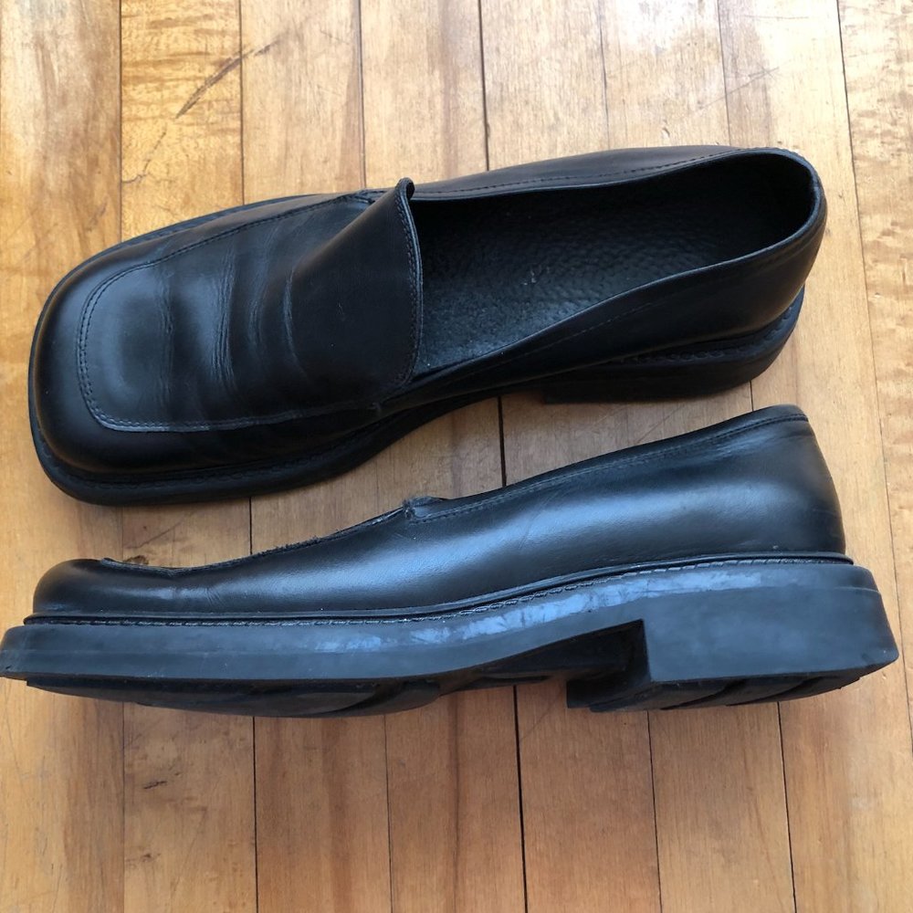 Black leather loafer by Charles David, square toe, size 6 (fits like 7)